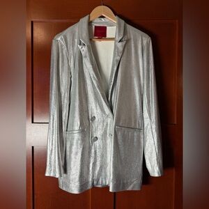 Jennifer Lopez Shimmering Silver Blazer Size Medium